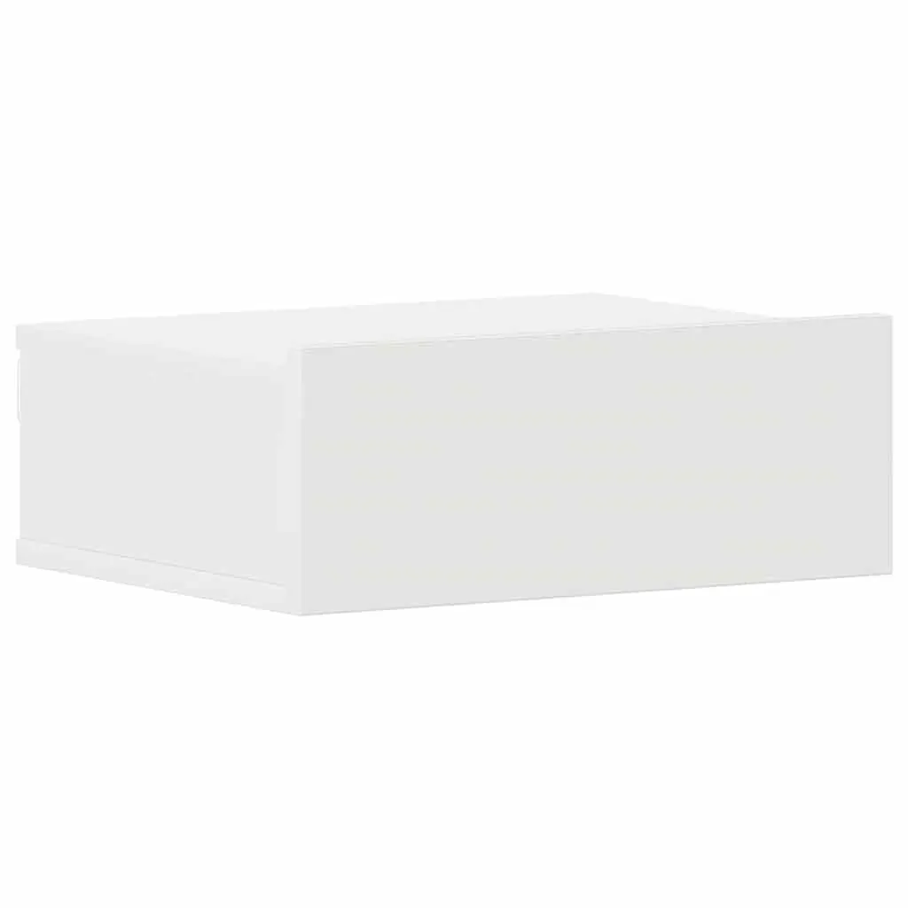 Floating Bedside Tables 2 pcs White Wall-Mounted Nightstands Storage Cabinet