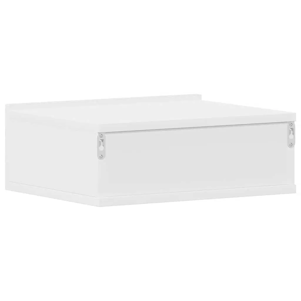 Floating Bedside Tables 2 pcs White Wall-Mounted Nightstands Storage Cabinet