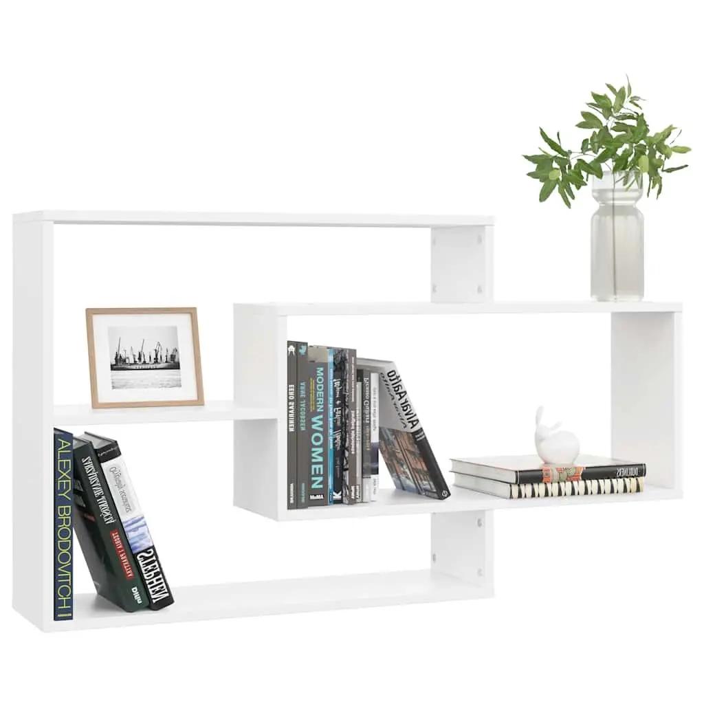 Wall Shelves White 104x20x58.5 cm Open Compartments Storage Display Floating