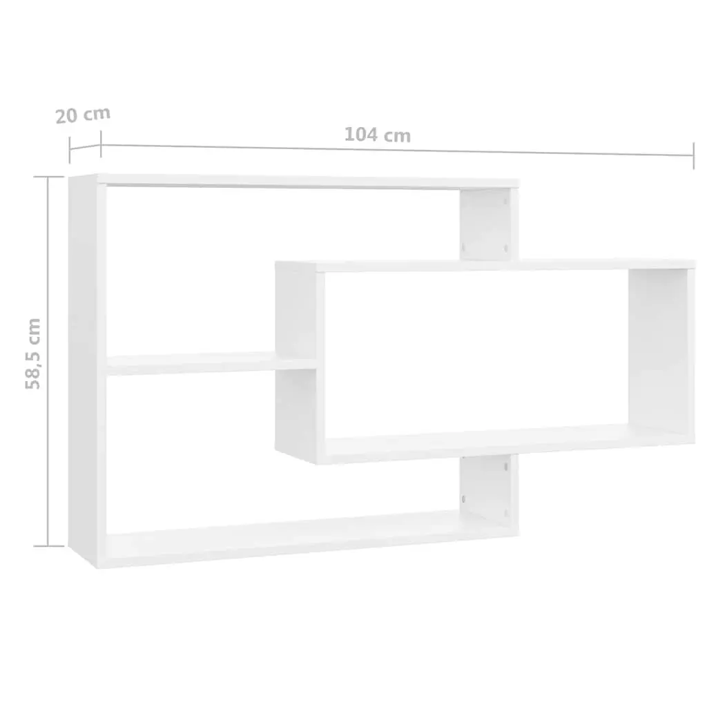 Wall Shelves White 104x20x58.5 cm Open Compartments Storage Display Floating