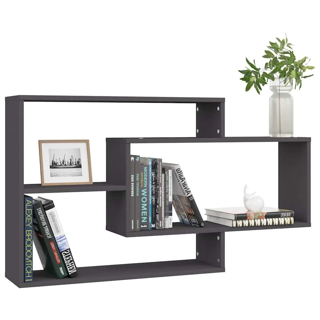 Wall Shelves Grey 104x20x58.5 cm Open Compartment Storage Display Shelving Unit