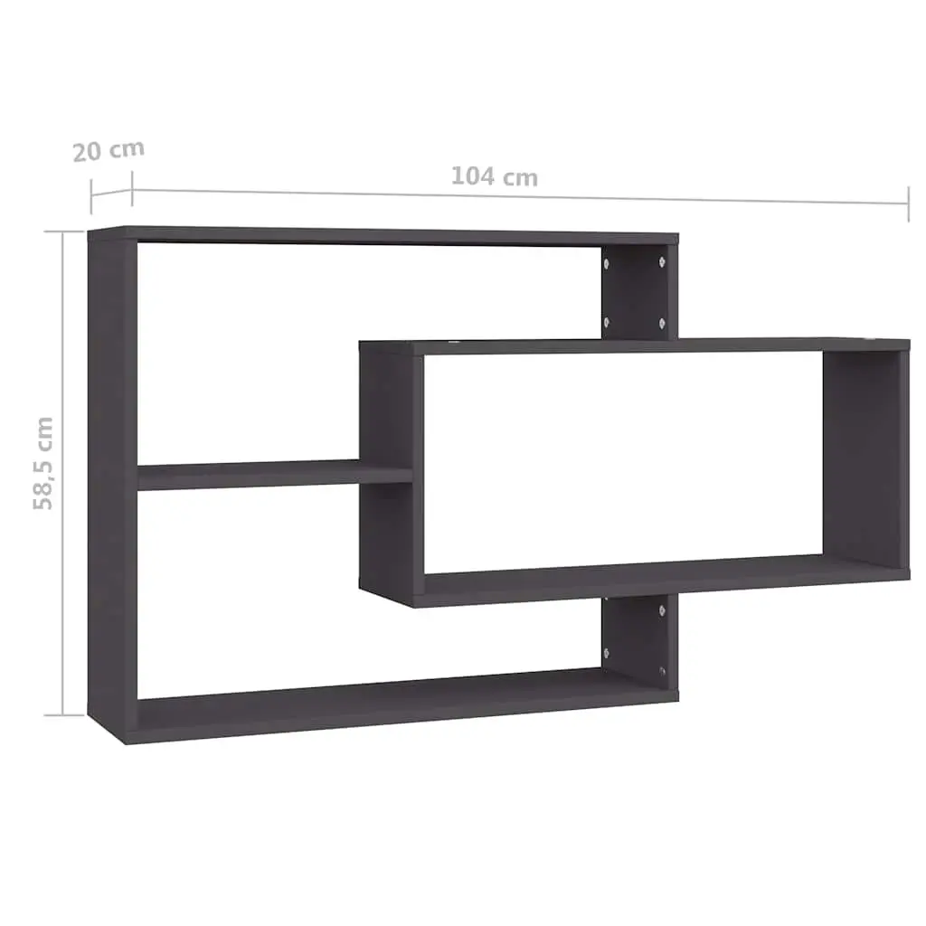 Wall Shelves Grey 104x20x58.5 cm Open Compartment Storage Display Shelving Unit