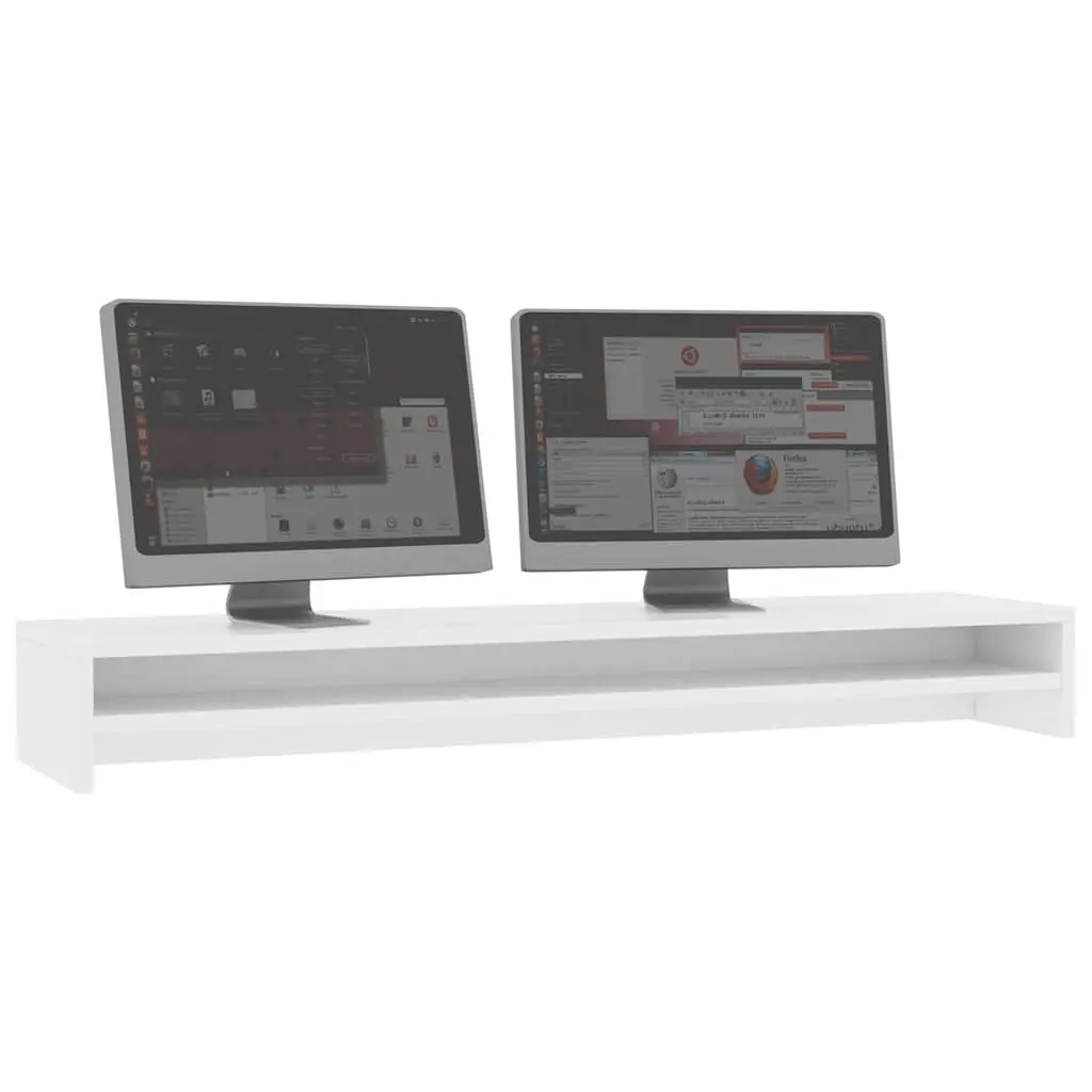 Monitor Stand White Desk Riser Organiser Shelf Home Office Gaming Workstation