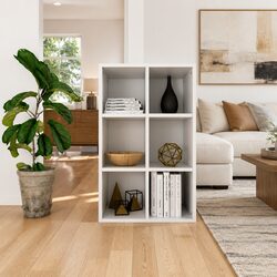 Book Cabinet White 66x30x98 cm with 6 Compartments