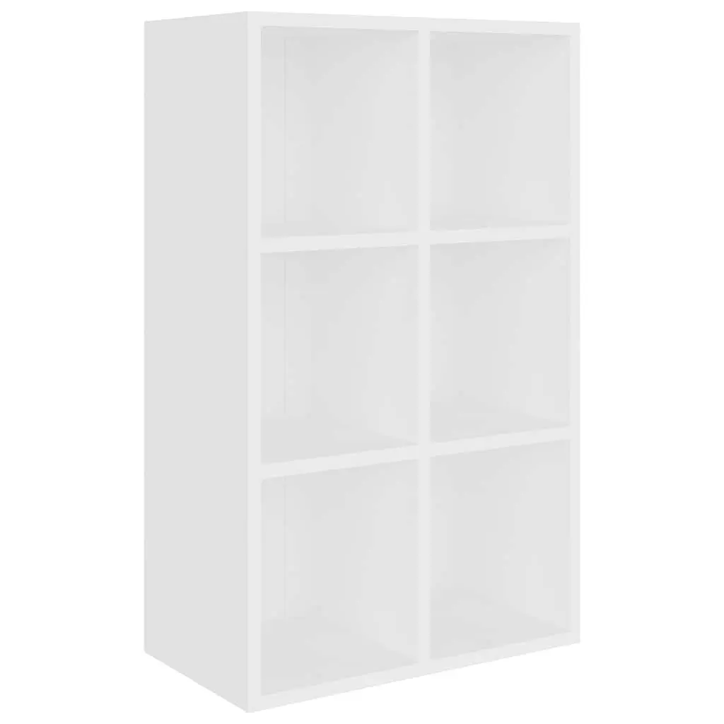 Book Cabinet White 66x30x98 cm with 6 Compartments