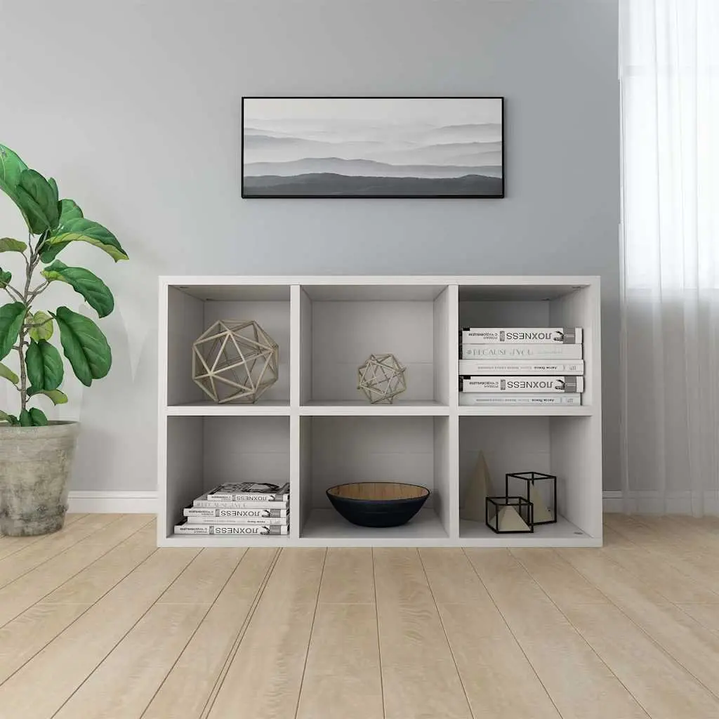 Book Cabinet White 66x30x98 cm with 6 Compartments