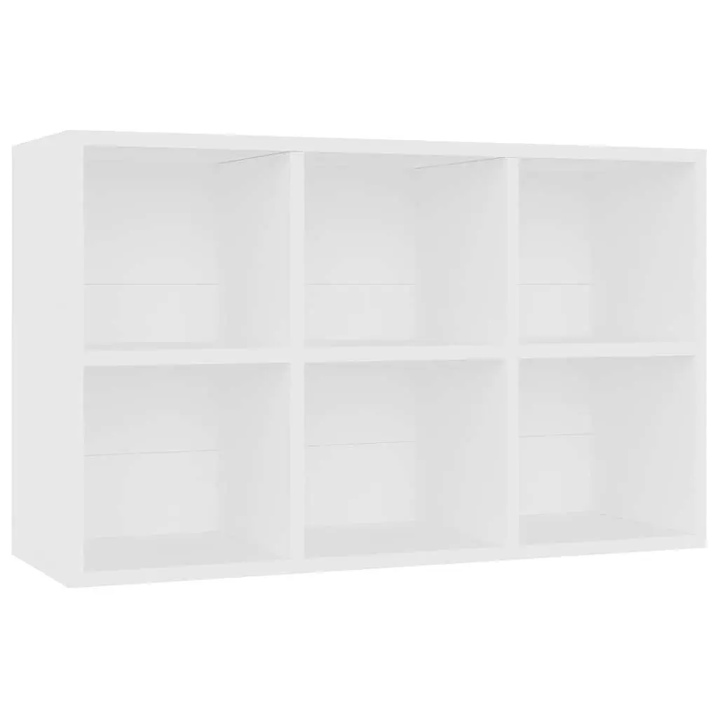 Book Cabinet White 66x30x98 cm with 6 Compartments