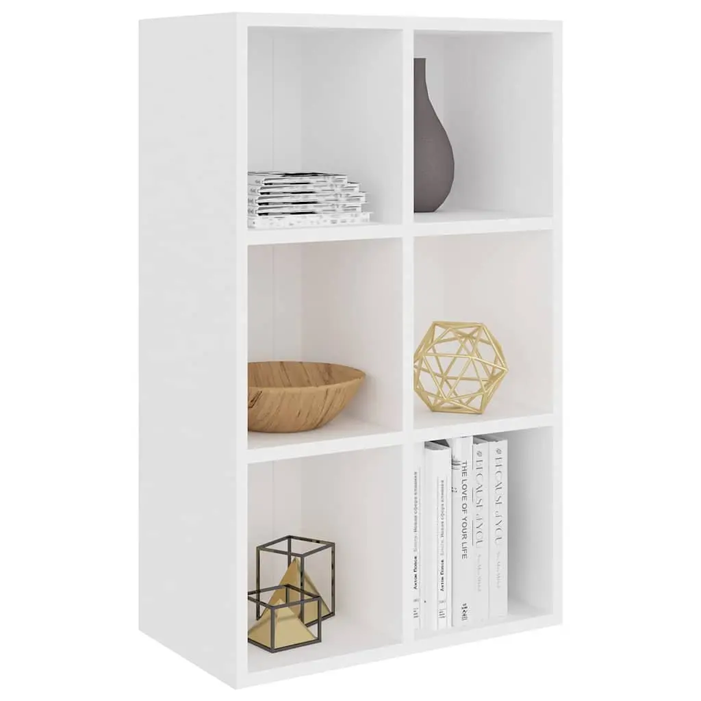 Book Cabinet White 66x30x98 cm with 6 Compartments