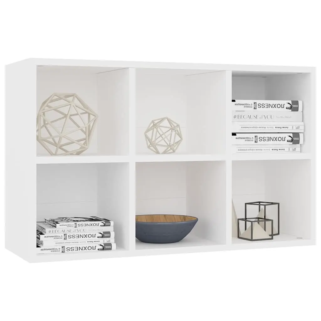 Book Cabinet White 66x30x98 cm with 6 Compartments
