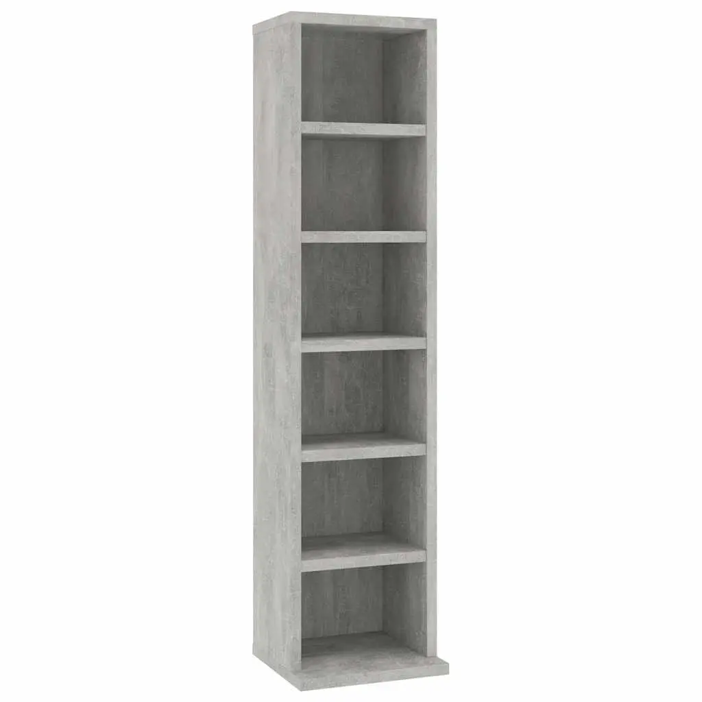 CD Cabinet Grey Concrete Storage Shelves Media Organiser Engineered Wood