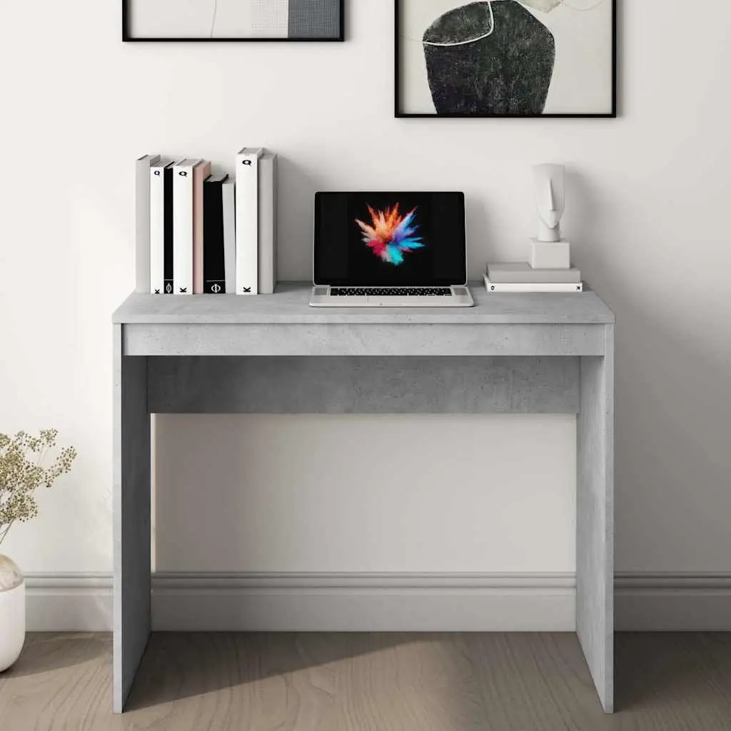 Engineered Wood Office Desk Grey 90x40x72 cm Study Work Table Compact Modern
