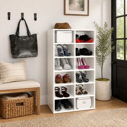 Shoe Rack White: 54 x 34 x 100.5 cm, 12 Compartments