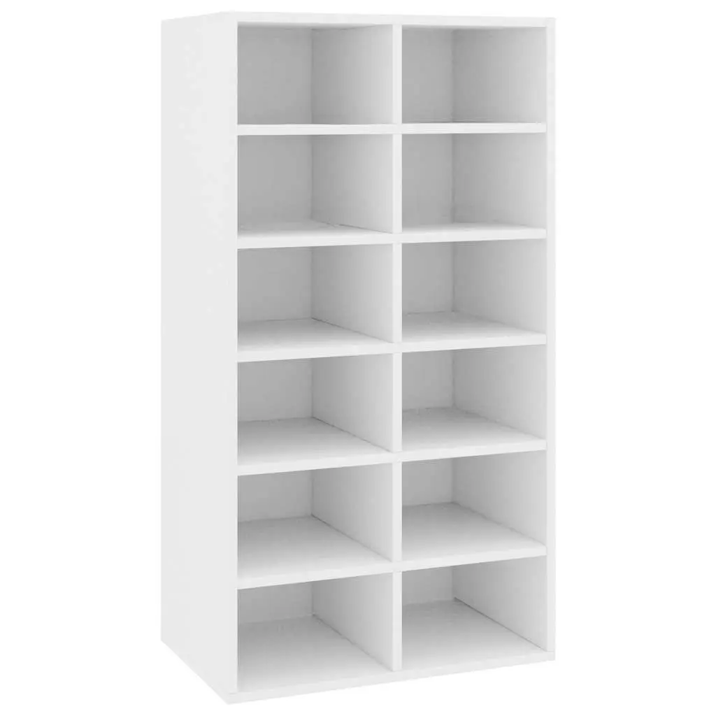 Shoe Rack White 12 Compartment Storage Unit Organiser for Home 54 x 34 x 100.5 cm
