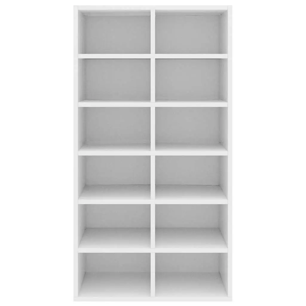 Shoe Rack White 12 Compartment Storage Unit Organiser for Home 54 x 34 x 100.5 cm