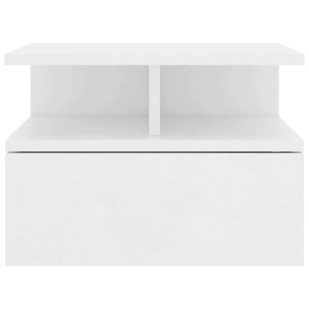 Floating Nightstand Wall-Mounted Bedside Table White Storage Cabinet Pair