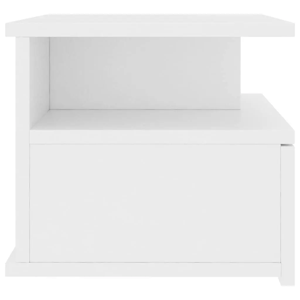 Floating Nightstand Wall-Mounted Bedside Table White Storage Cabinet Pair