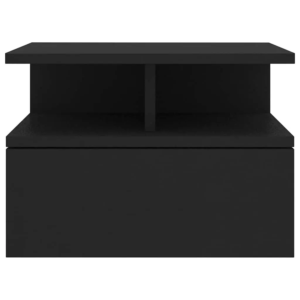 Wall-Mounted Nightstand Floating Bedside Table Black Compact Storage Shelf 40Wx31Dx27Hcm