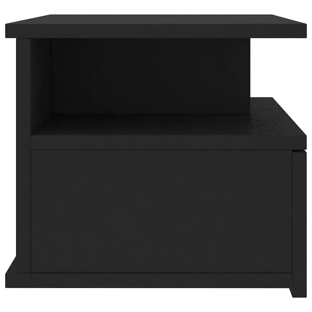 Wall-Mounted Nightstand Floating Bedside Table Black Compact Storage Shelf 40Wx31Dx27Hcm
