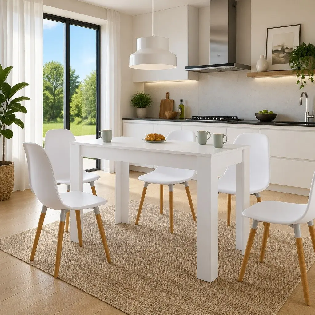 White Kitchen Dining Table 120x60 cm