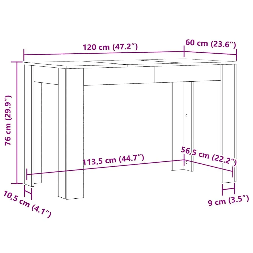 White Kitchen Dining Table 120x60 cm