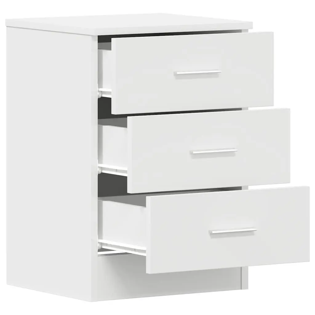 White Bedside Cabinet with 3 Drawers
