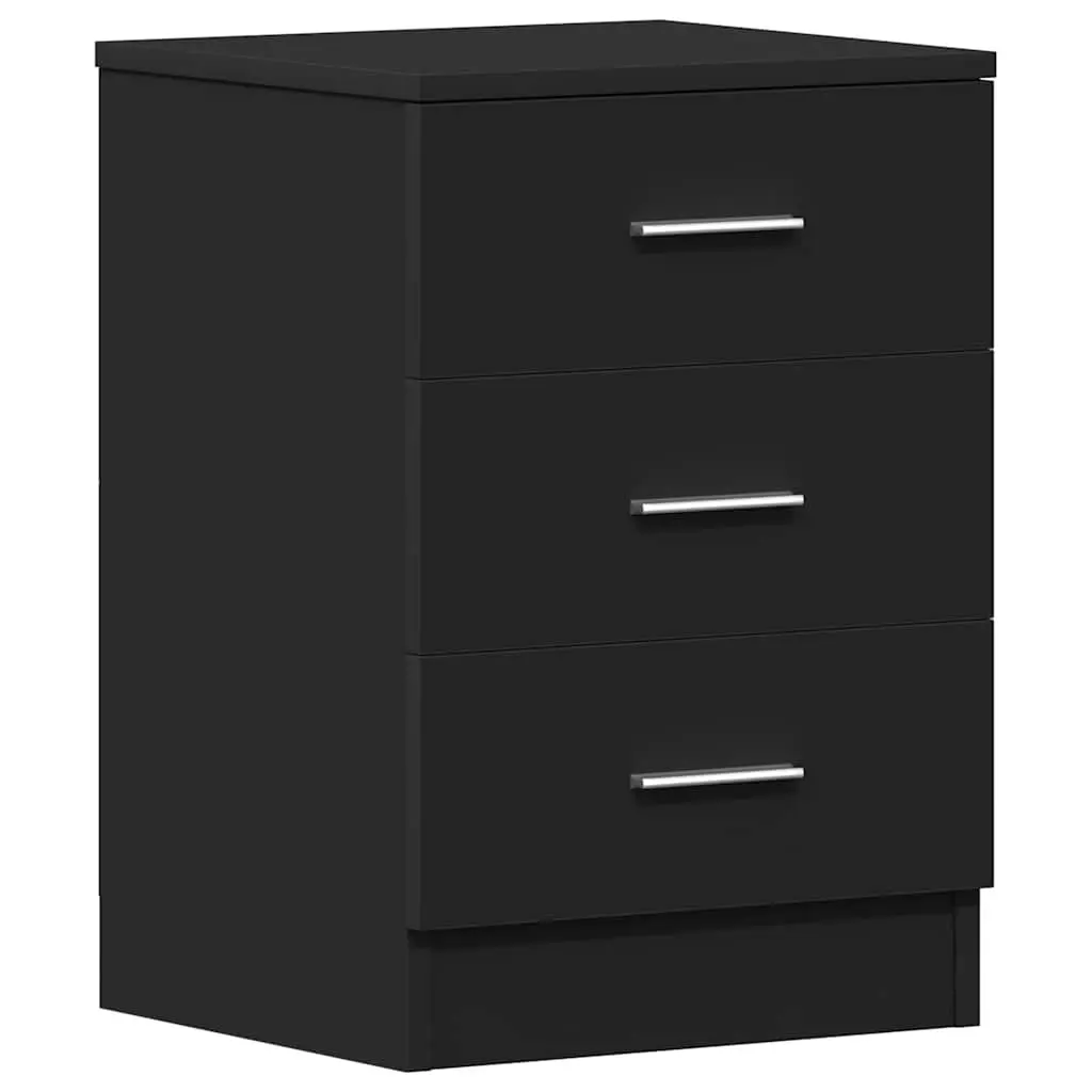 Bedside Cabinets 2 pcs Black Nightstand Storage Drawers Bedroom Furniture