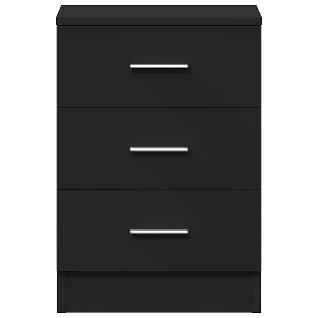 Bedside Cabinets 2 pcs Black Nightstand Storage Drawers Bedroom Furniture