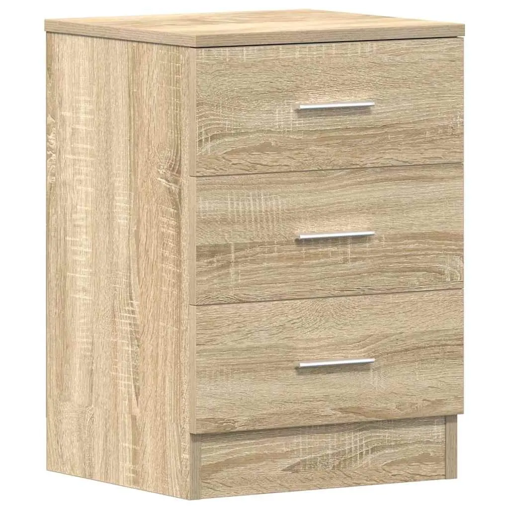 Bedside Tables for Bedroom 2 pcs Brown Engineered Wood Nightstand Storage Cabinet Drawers