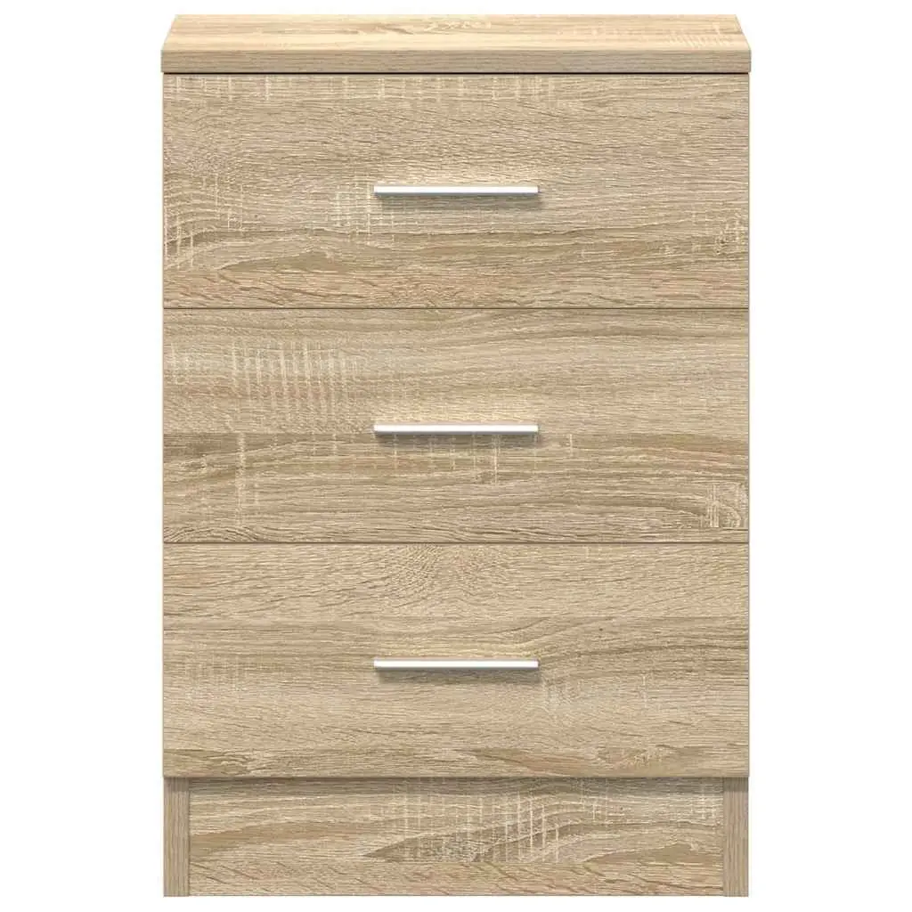 Bedside Tables for Bedroom 2 pcs Brown Engineered Wood Nightstand Storage Cabinet Drawers