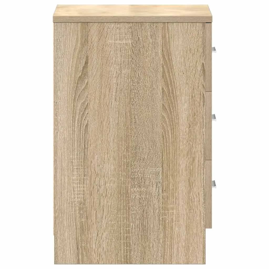 Bedside Tables for Bedroom 2 pcs Brown Engineered Wood Nightstand Storage Cabinet Drawers