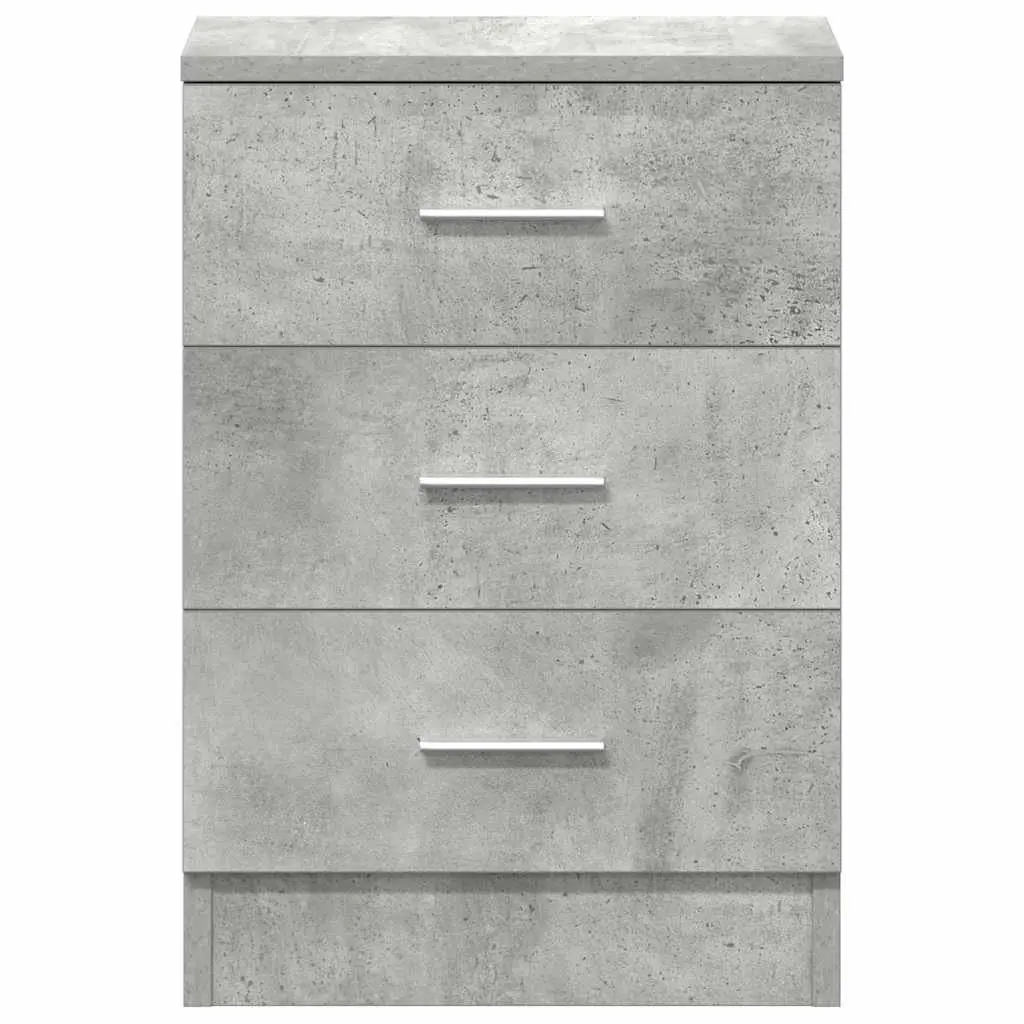 Bedside Cabinet Grey Engineered Wood Nightstand Storage Drawers Bedroom