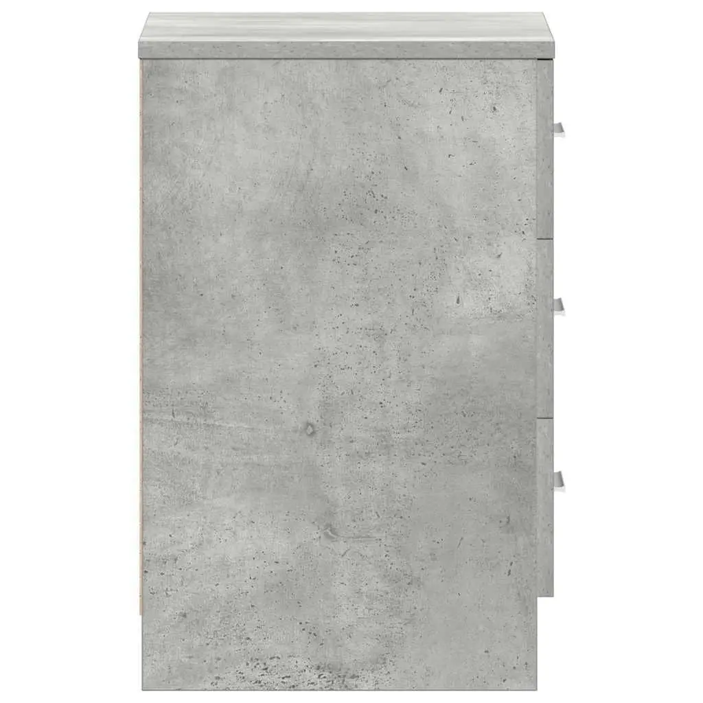 Bedside Cabinet Grey Engineered Wood Nightstand Storage Drawers Bedroom