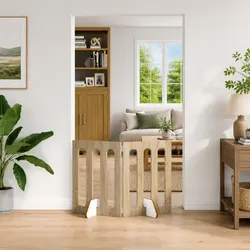 2-Panel Pet Fence: 100.5 x 38 x 70 cm Brown Wood
