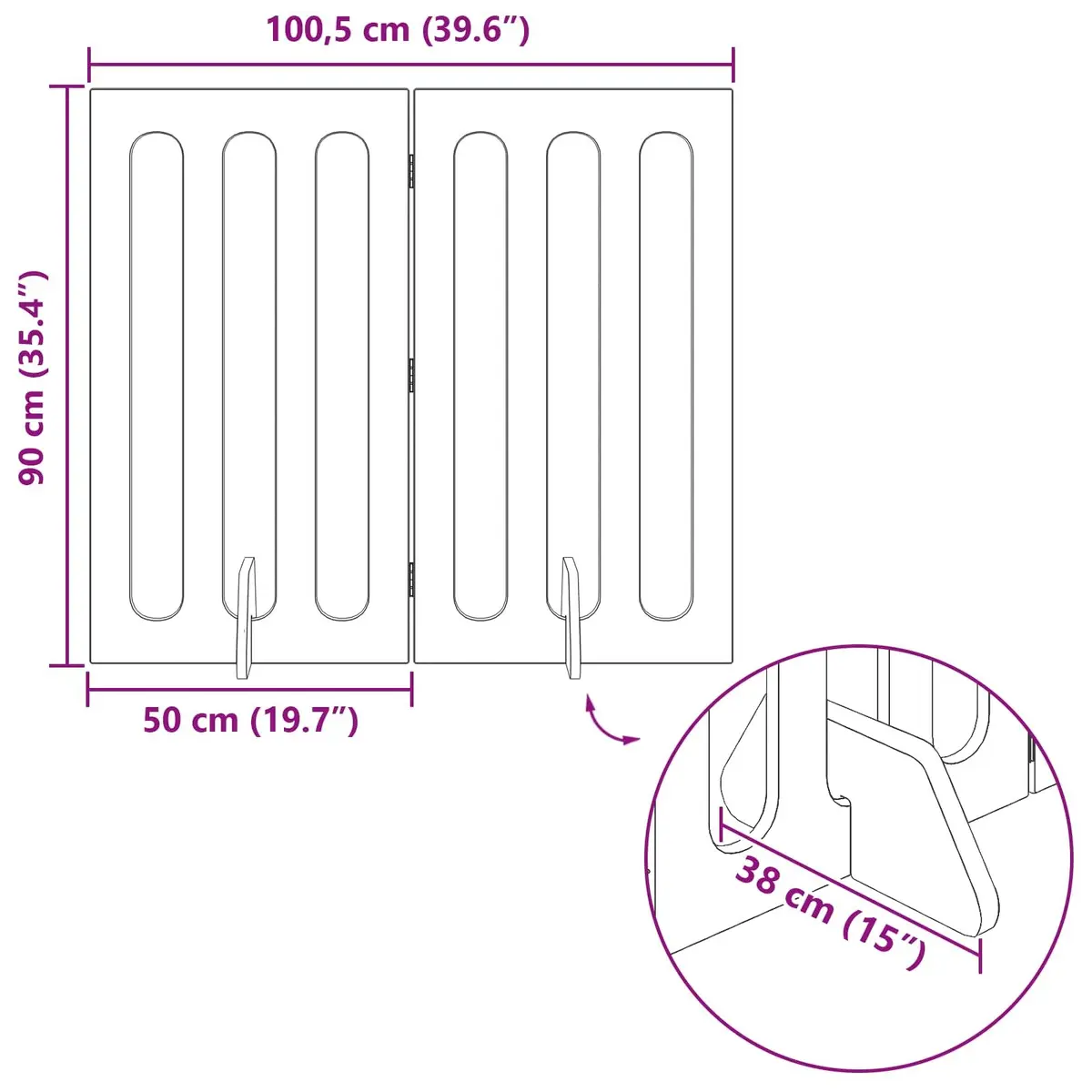 Folding Pet Fence Indoor Use 100.5 x 38 x 90 cm