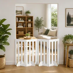 Folding Pet Fence - 4 Panels, 201x38x90 cm, White