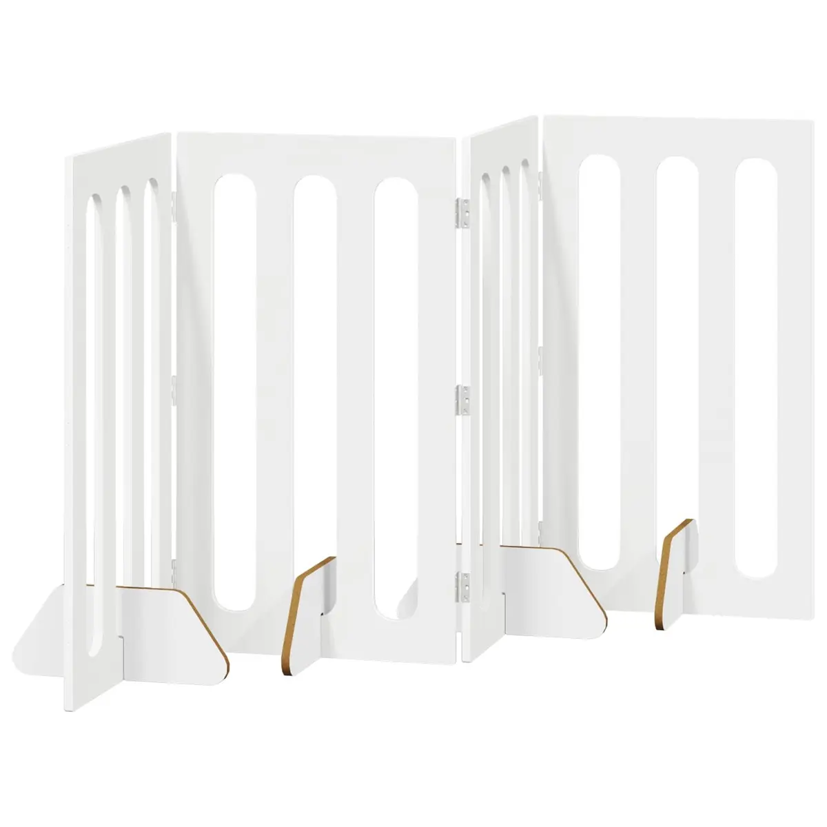 Folding Pet Fence Indoor Use 4 Panels White Foldable Dog Barrier Room Divider Gate