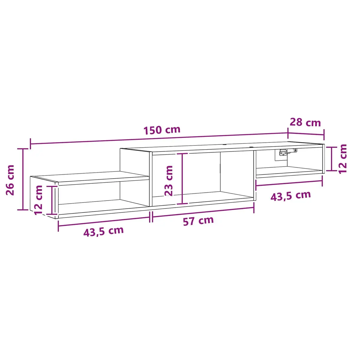 Wall-Mounted TV Cabinet Living Room White 150cm
