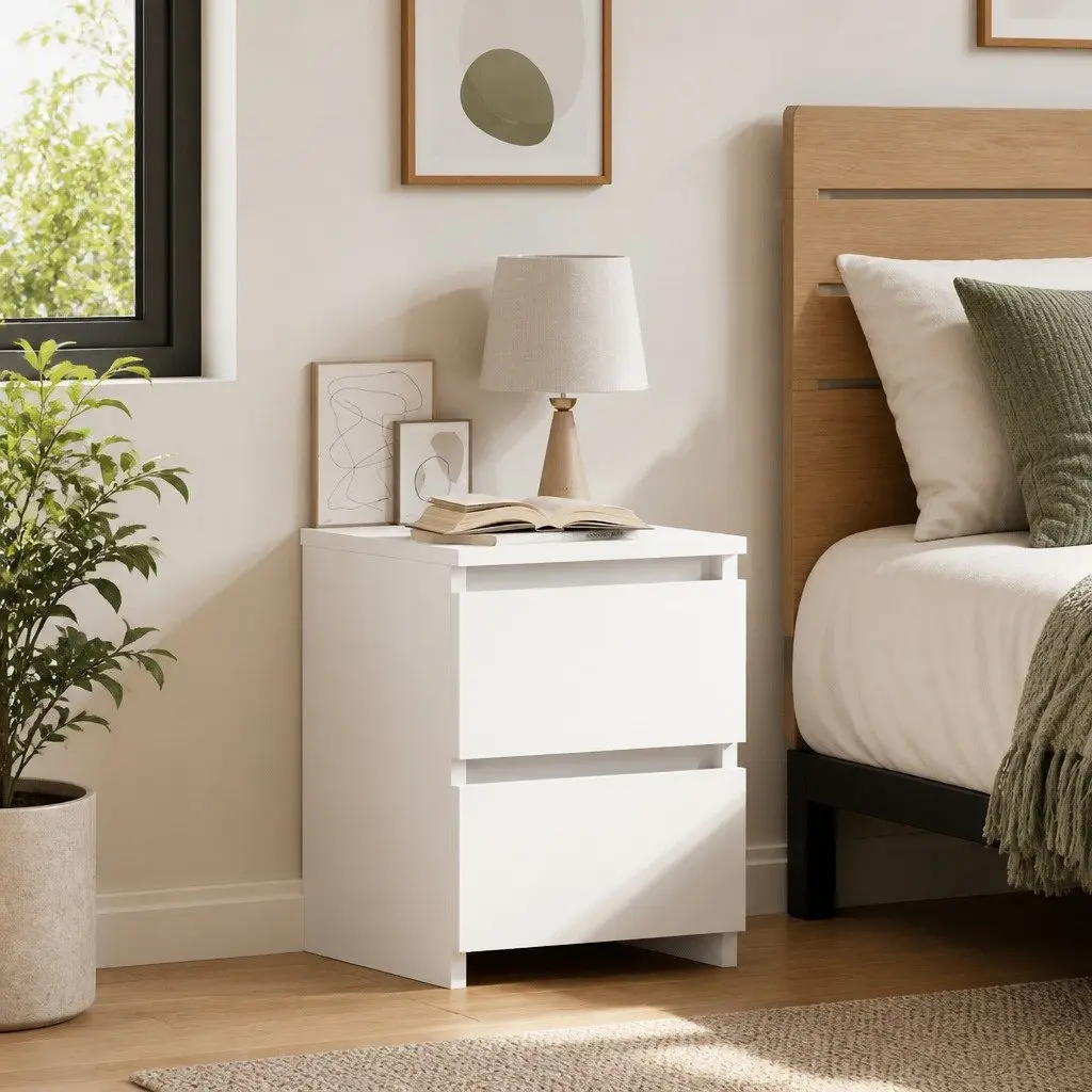Engineered Wood Bedside Cabinet 30x30x40 cm in White