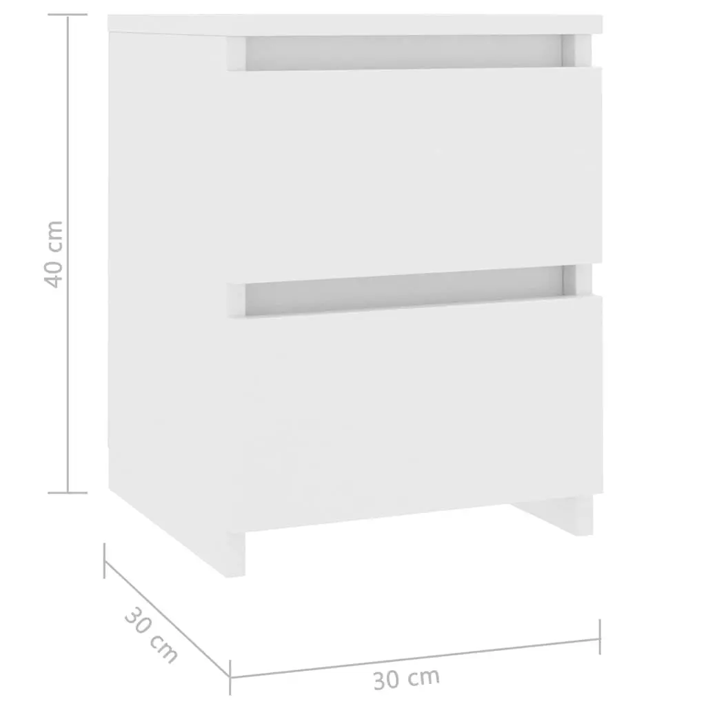 Engineered Wood Bedside Cabinet 30x30x40 cm in White