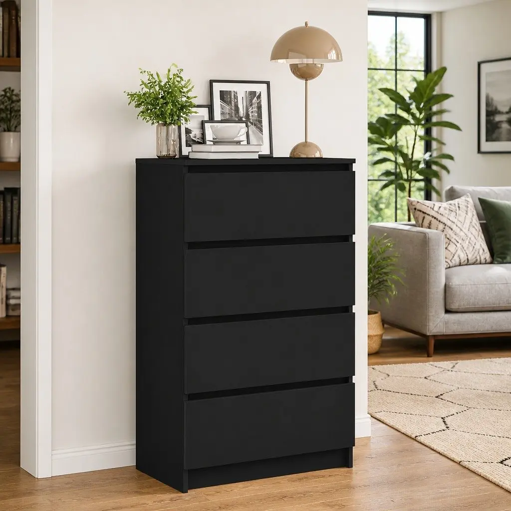 Black Sideboard Storage Cabinet Living Room 60x35x98.5cm