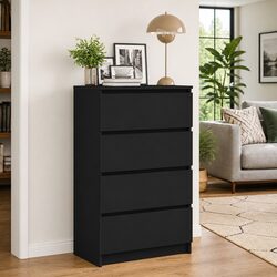 Black Sideboard Storage Cabinet 60x35x98.5cm Modern Living Room Furniture