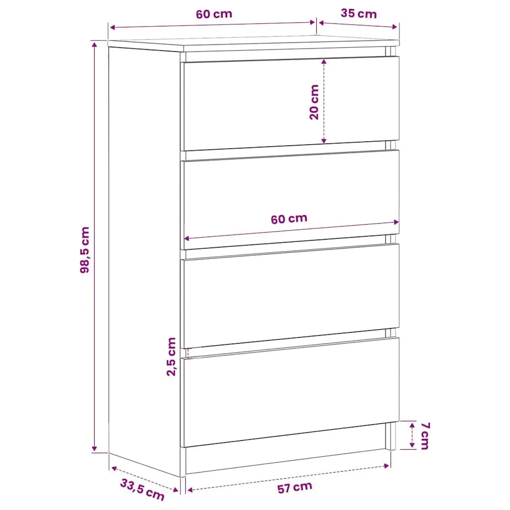 Black Sideboard Storage Cabinet Living Room 60x35x98.5cm