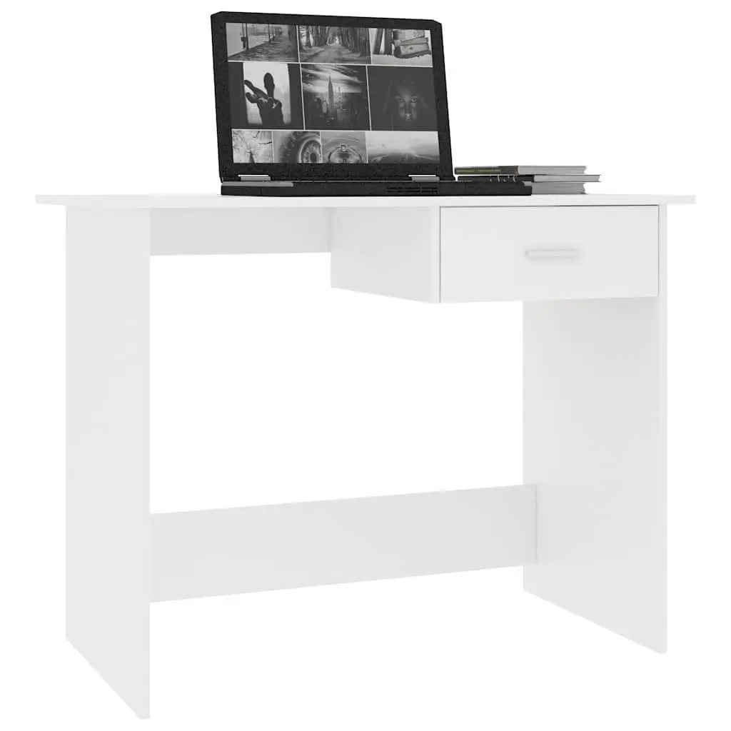 White Office Desk with Drawer Study Writing Table Computer Workstation Storage