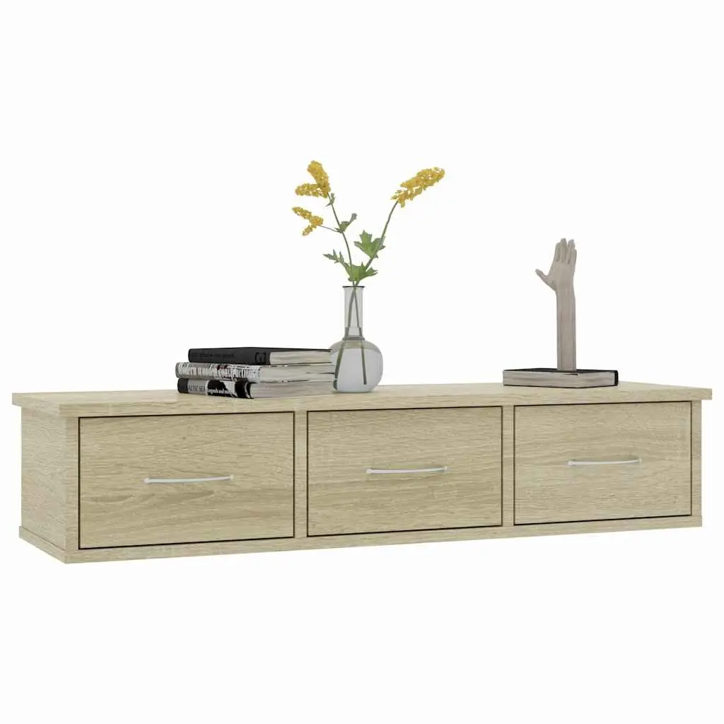 Wall-mounted Drawer Shelf for Home Storage and Display 3 Drawers Brown