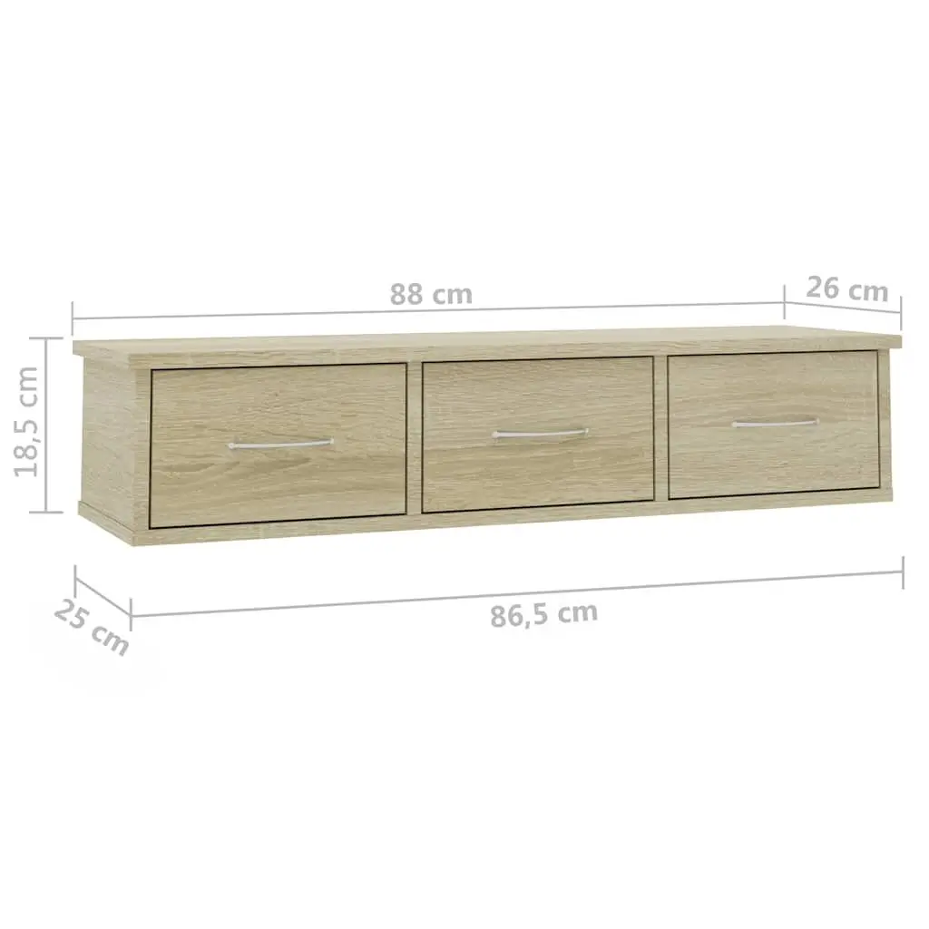 Wall-mounted Drawer Shelf for Home Storage and Display 3 Drawers Brown