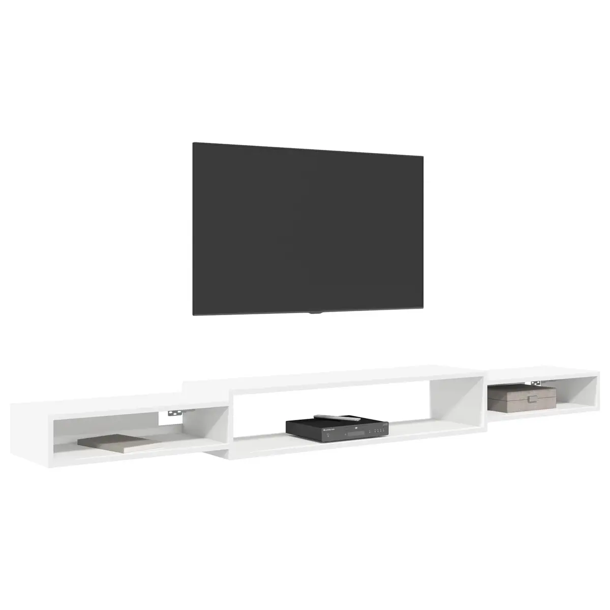 Wall-Mounted TV Cabinet for Living Room White Shelving Unit 220x28x21cm