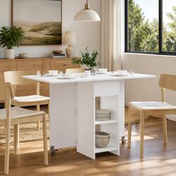Dining Table 115 x 70 x 75 cm Engineered Wood White Kitchen Folding Tabletop
