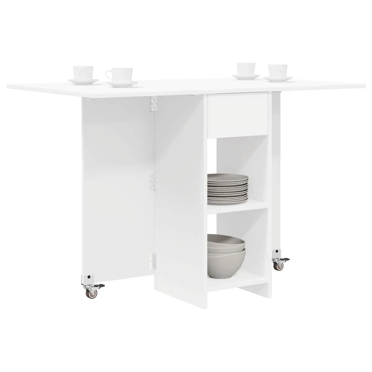Dining Table Kitchen 115 x 70 x 75 cm Engineered Wood White Folding Tabletop