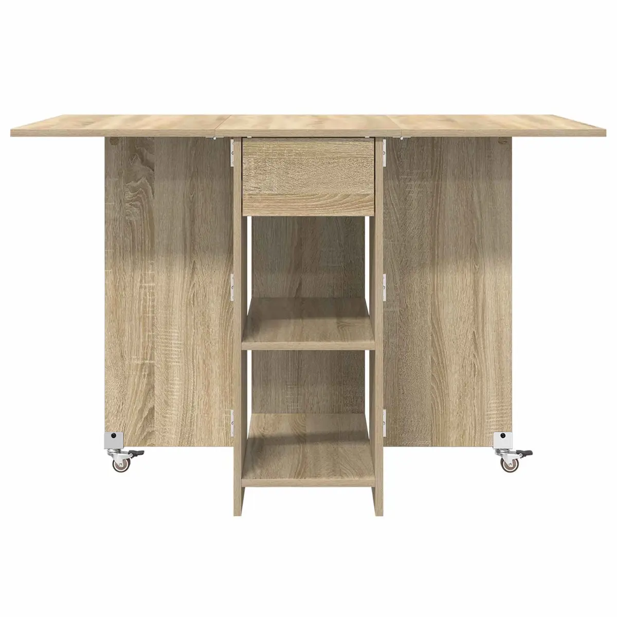 Dining Table 115x70x75cm Engineered Wood Sonoma Oak Folding Top Storage Shelves