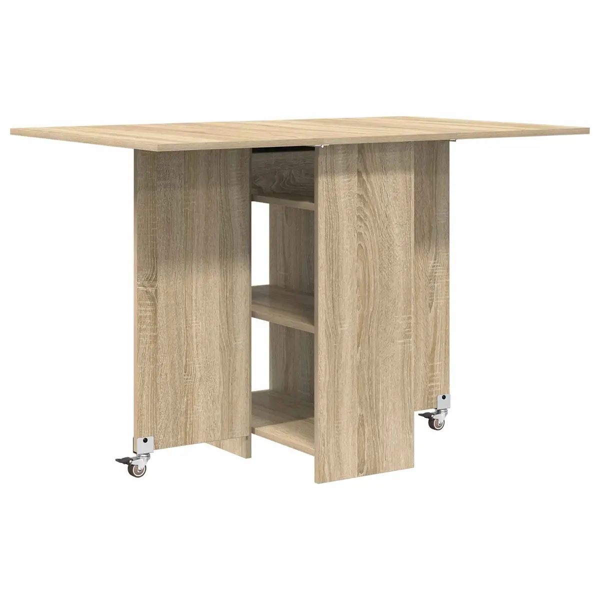 Dining Table 115x70x75cm Engineered Wood Sonoma Oak Folding Top Storage Shelves